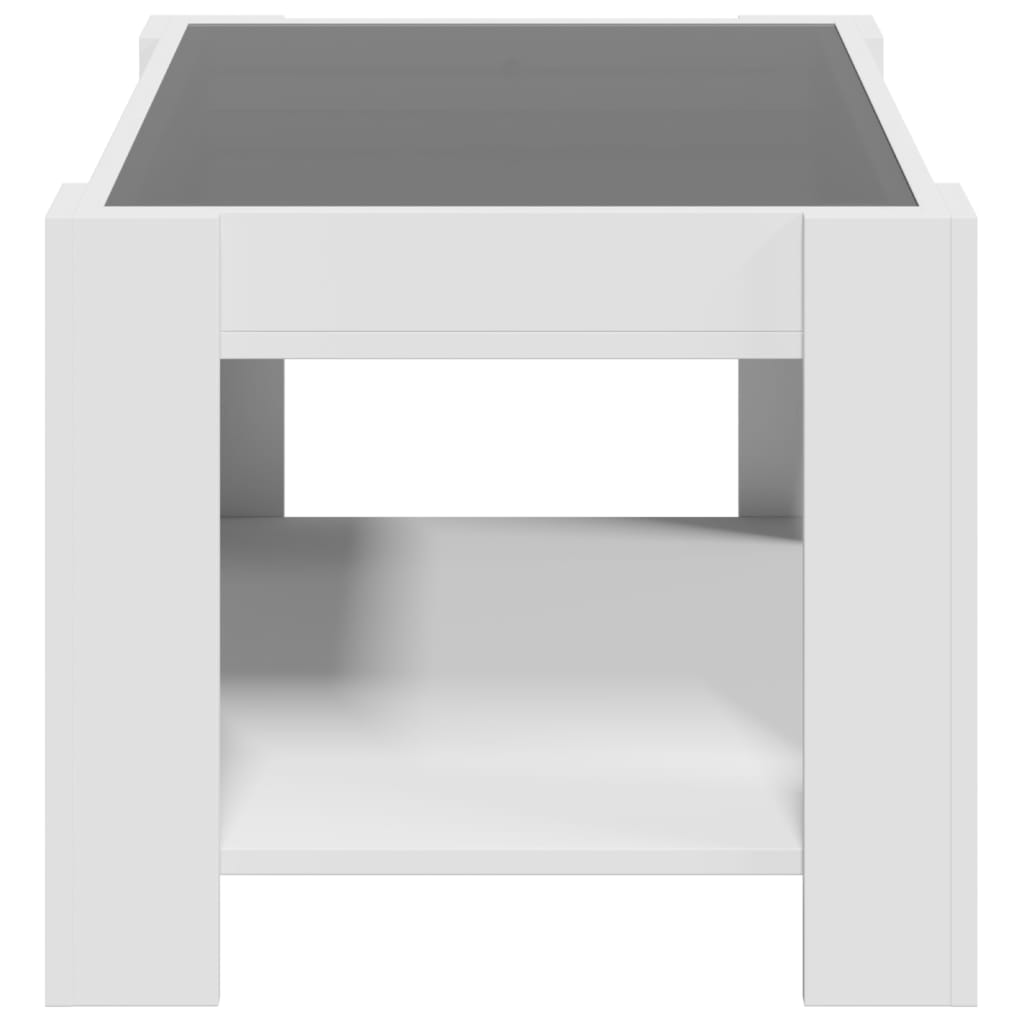 Salongbord Med Led Hvit 73X53X45 Cm Konstruert Tre