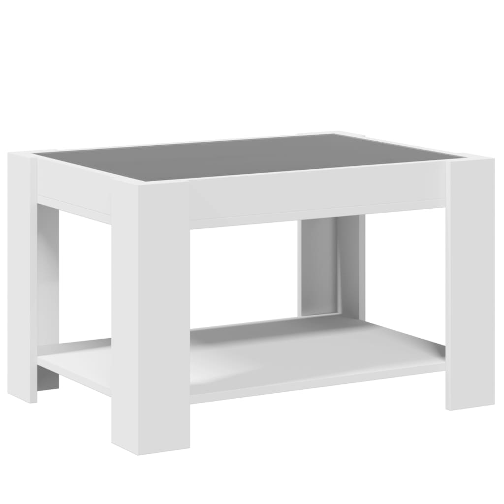 Salongbord Med Led Hvit 73X53X45 Cm Konstruert Tre