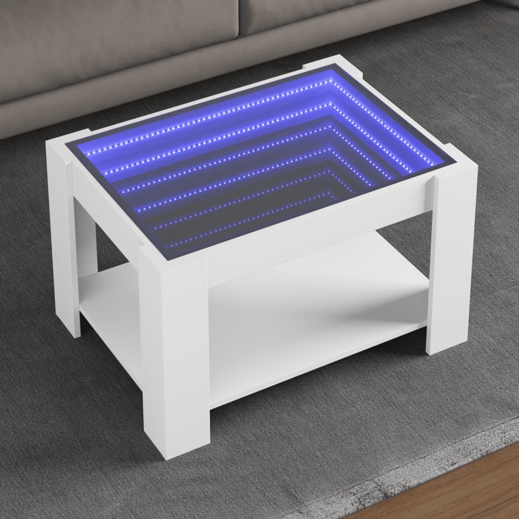 Salongbord Med Led Hvit 73X53X45 Cm Konstruert Tre