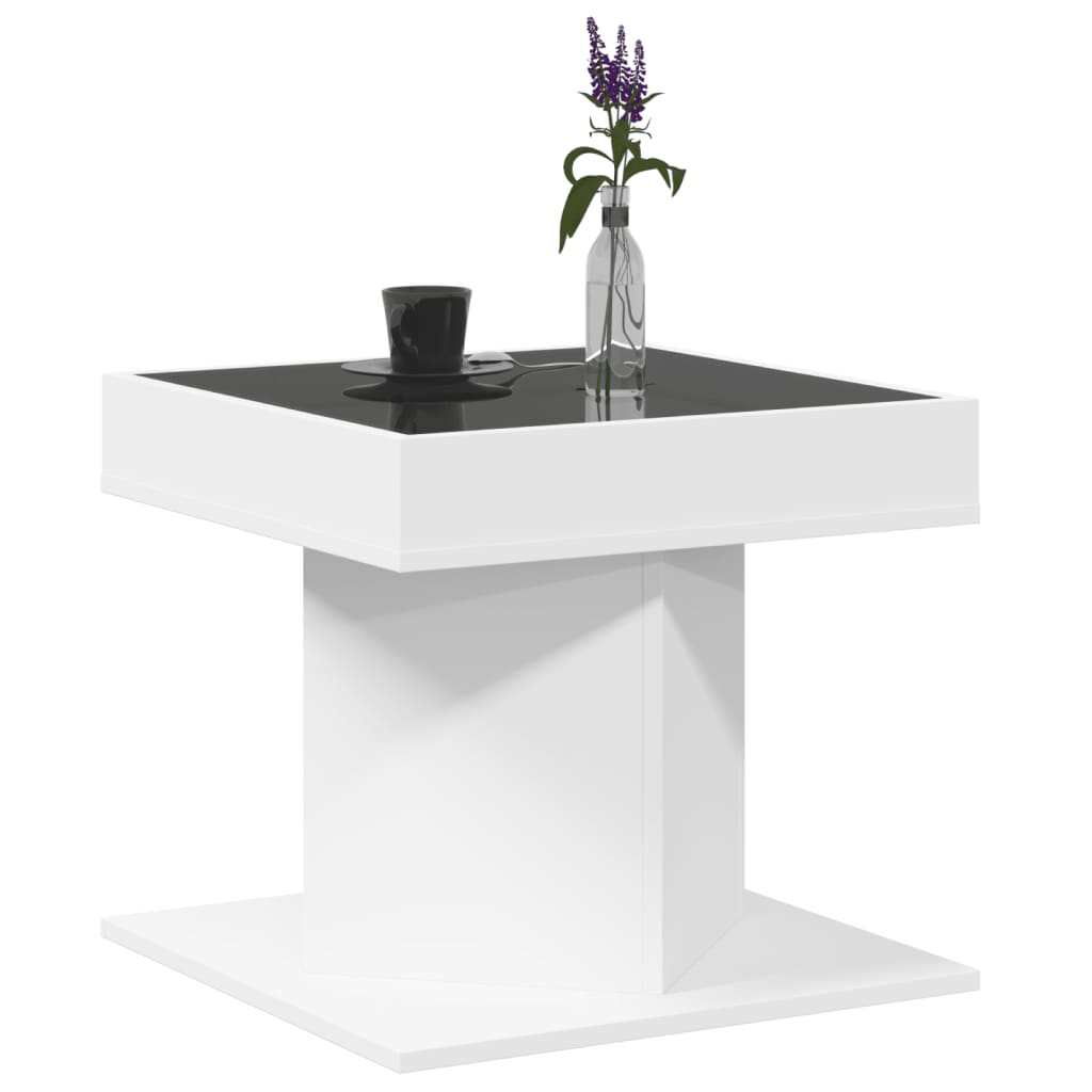 Salongbord Med Led Hvit 50X50X45 Cm Sponplate