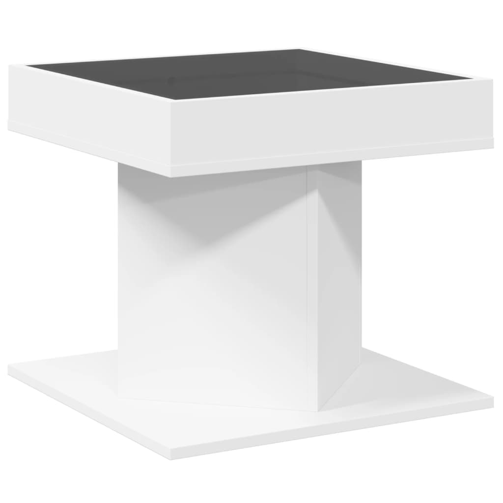 Salongbord Med Led Hvit 50X50X45 Cm Sponplate