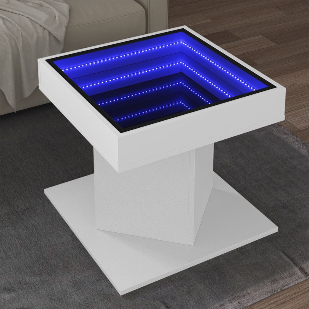 Salongbord Med Led Hvit 50X50X45 Cm Sponplate