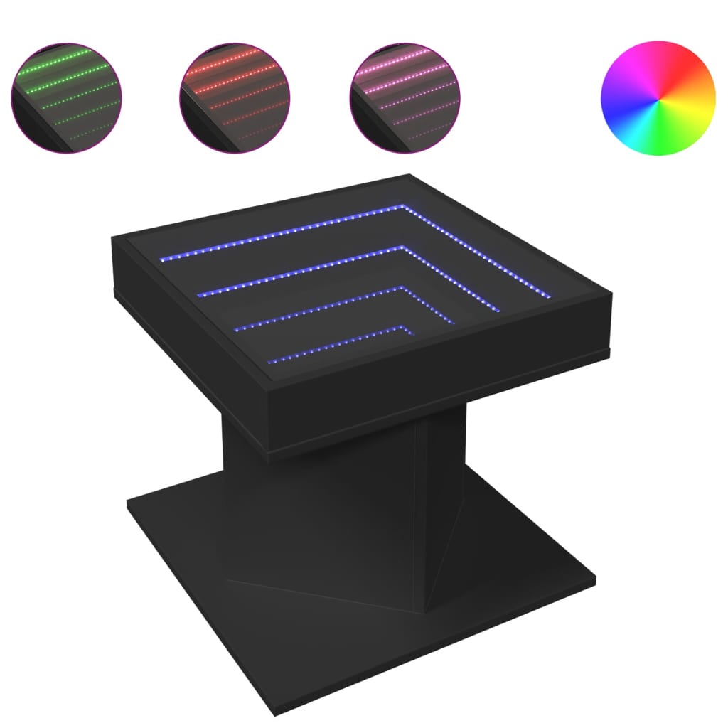 Salongbord Med Led Svart 50X50X45 Cm Sponplate