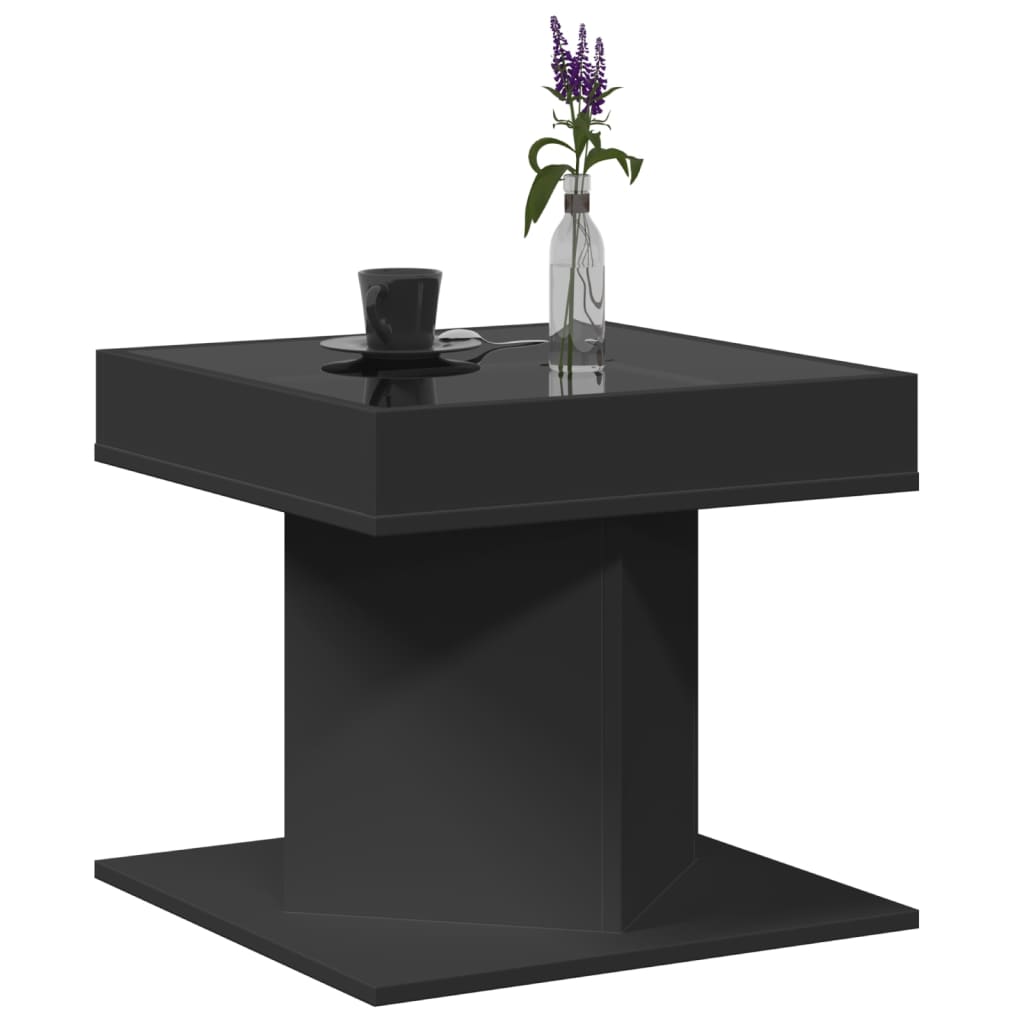 Salongbord Med Led Svart 50X50X45 Cm Sponplate