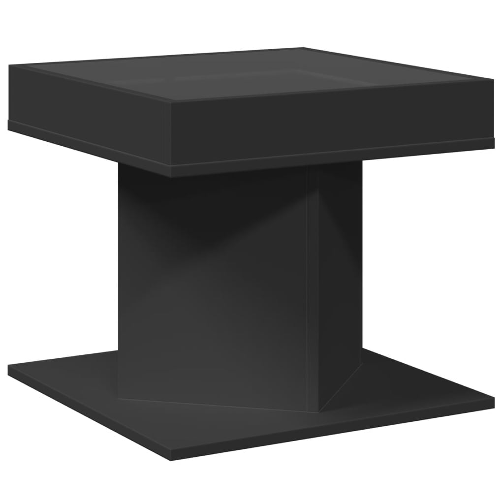 Salongbord Med Led Svart 50X50X45 Cm Sponplate