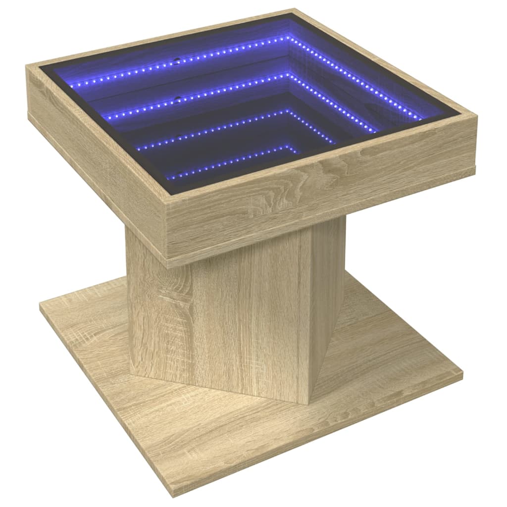 Salongbord Med Led Sonoma Eik 50X50X45 Cm Konstruert Tre