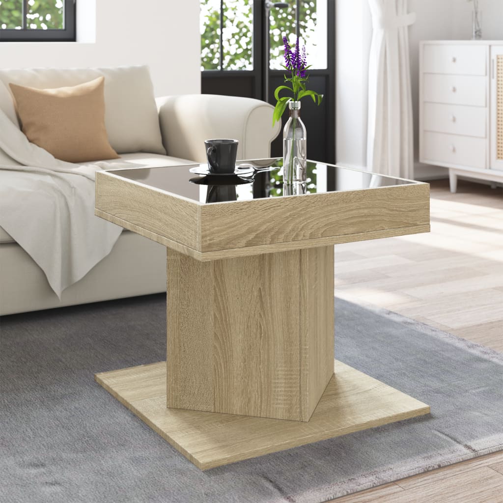 Salongbord Med Led Sonoma Eik 50X50X45 Cm Konstruert Tre