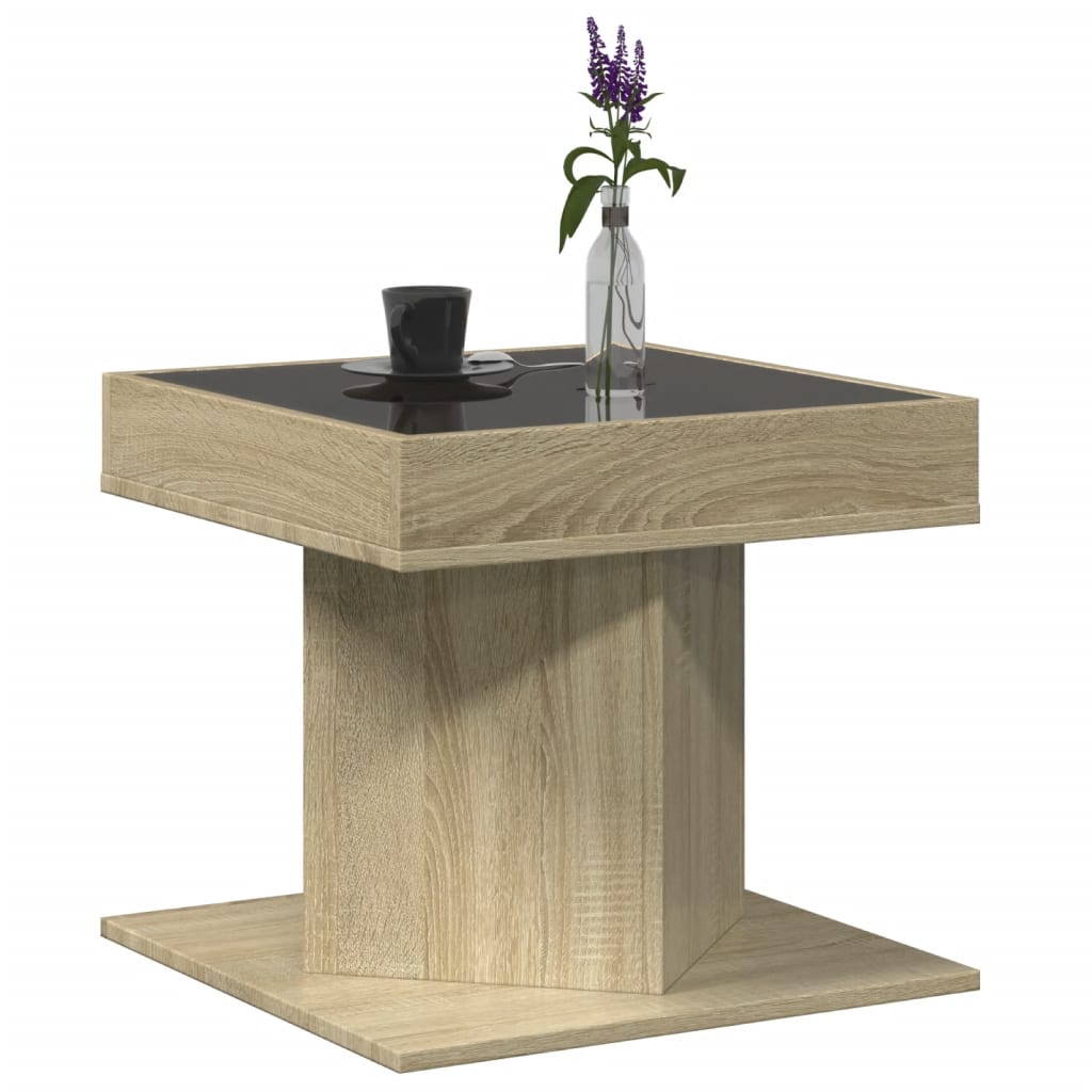 Salongbord Med Led Sonoma Eik 50X50X45 Cm Konstruert Tre