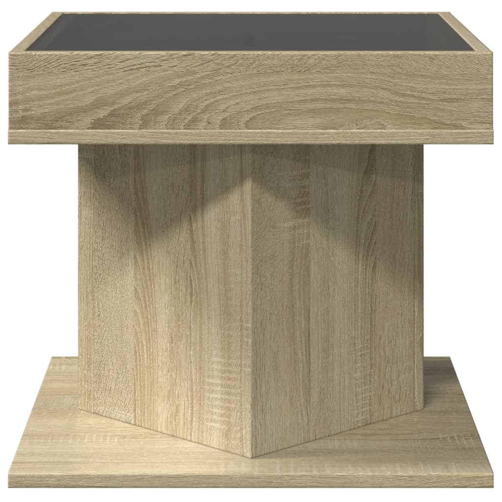 Salongbord Med Led Sonoma Eik 50X50X45 Cm Konstruert Tre