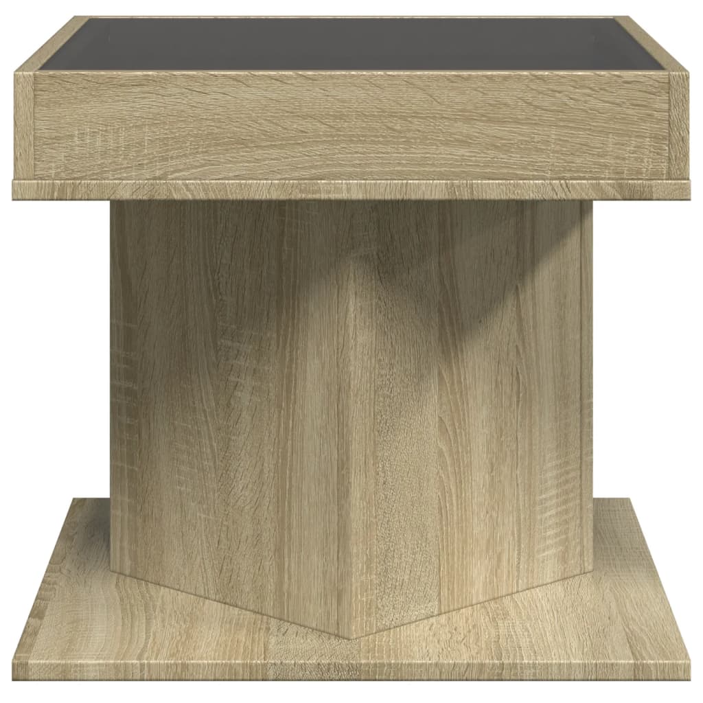 Salongbord Med Led Sonoma Eik 50X50X45 Cm Konstruert Tre
