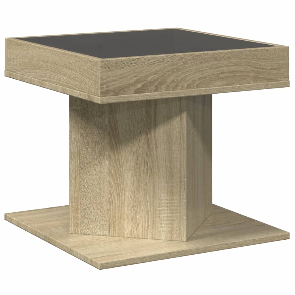 Salongbord Med Led Sonoma Eik 50X50X45 Cm Konstruert Tre