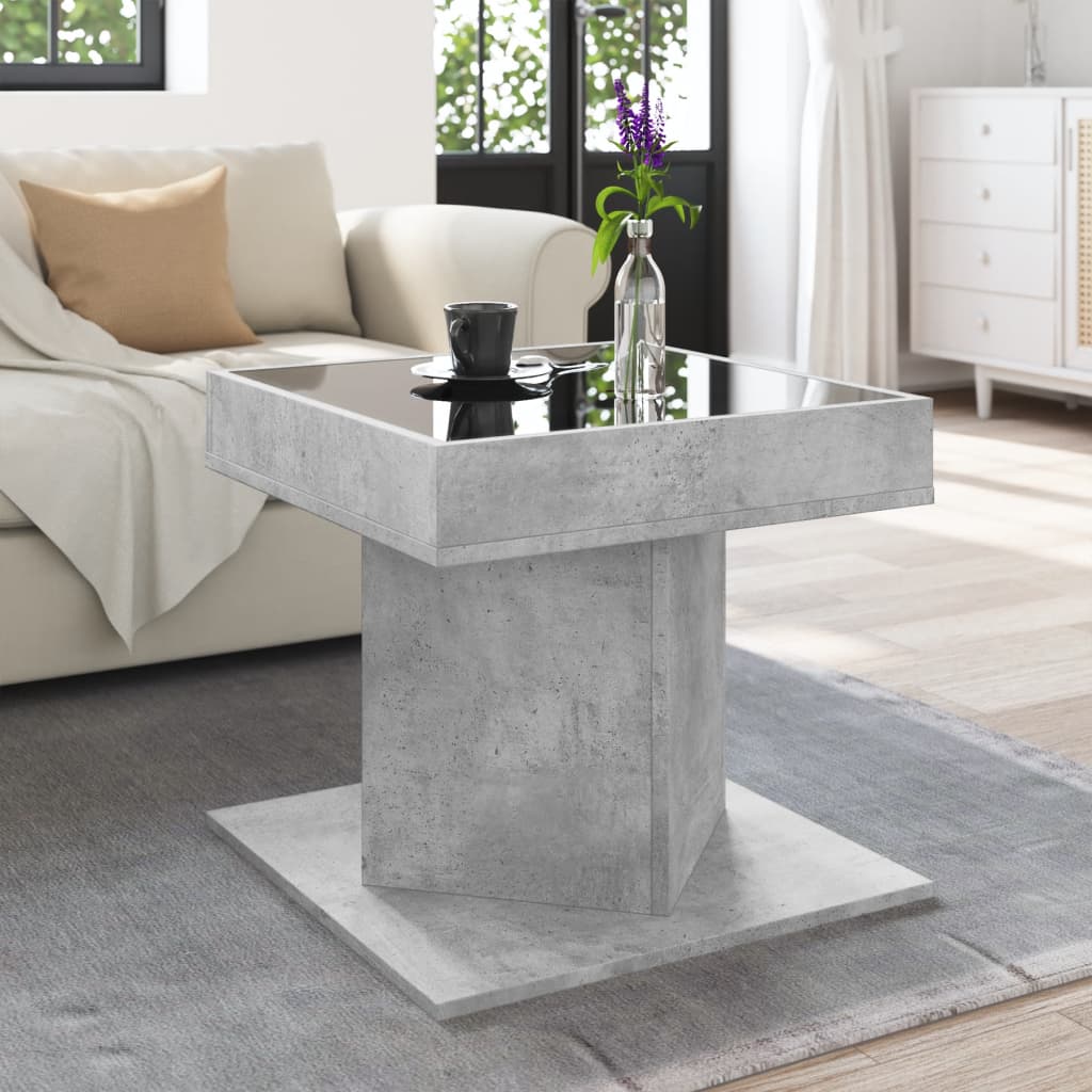 Salongbord Med Led Betonggrå 50X50X45 Cm Konstruert Tre