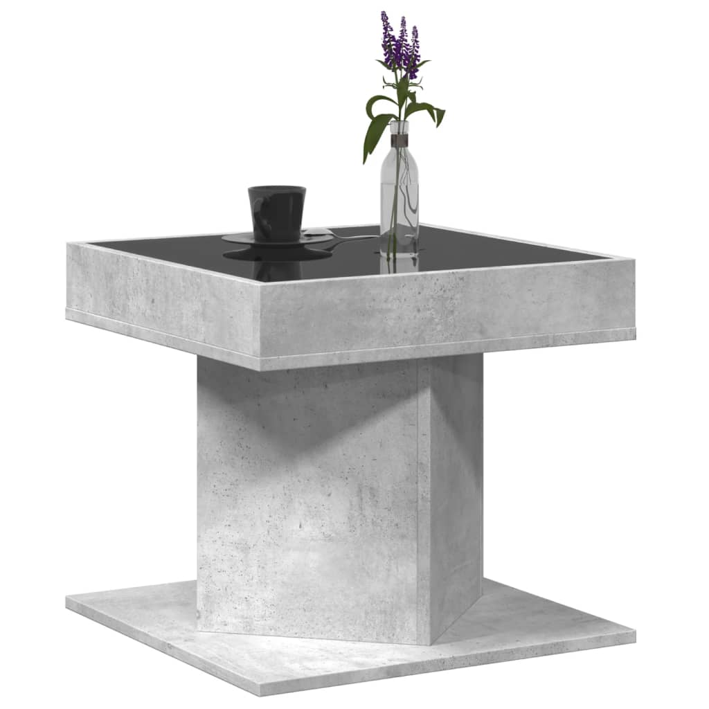 Salongbord Med Led Betonggrå 50X50X45 Cm Konstruert Tre