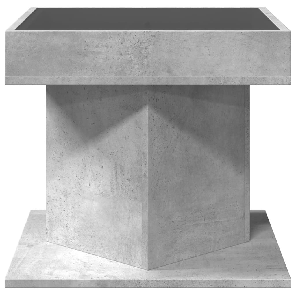 Salongbord Med Led Betonggrå 50X50X45 Cm Konstruert Tre