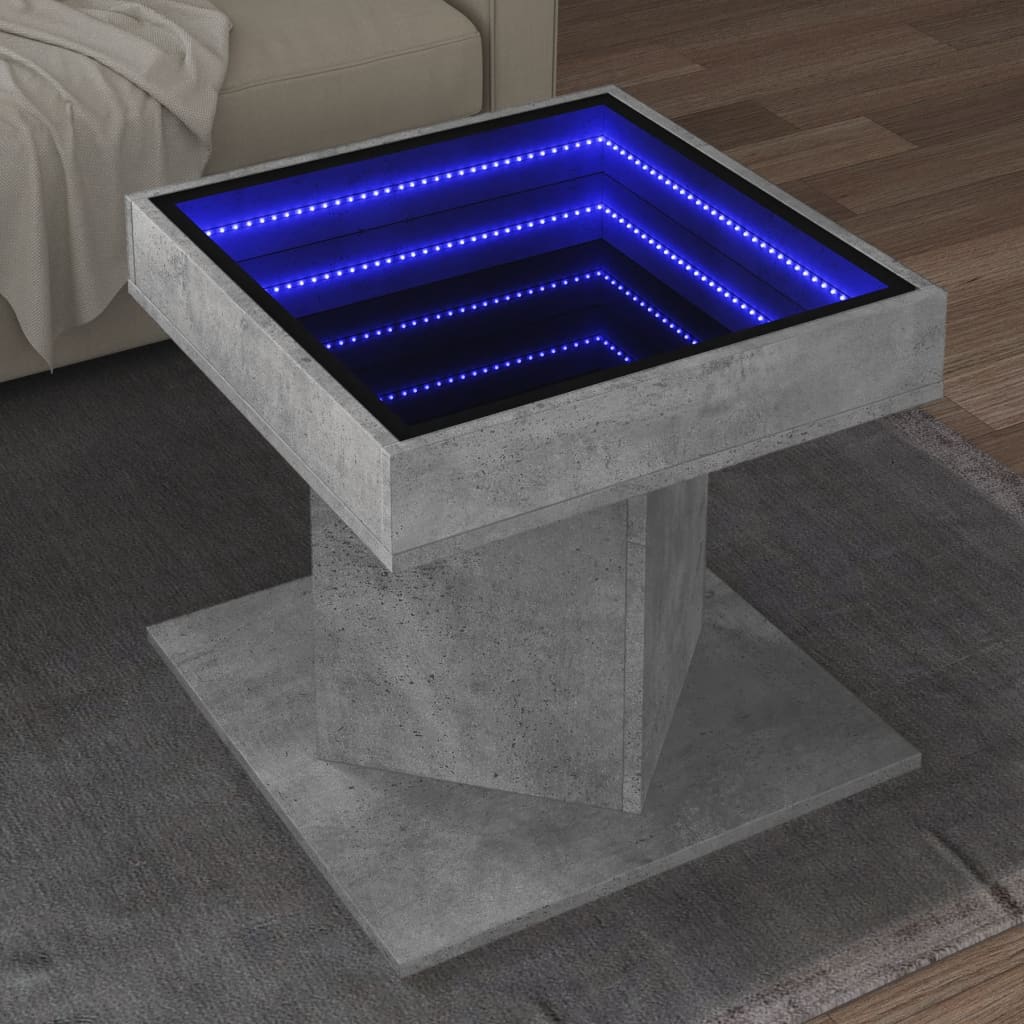Salongbord Med Led Betonggrå 50X50X45 Cm Konstruert Tre