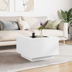 Salongbord Med Led Hvit 60X60X40 Cm Konstruert Tre