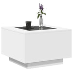 Salongbord Med Led Hvit 60X60X40 Cm Konstruert Tre