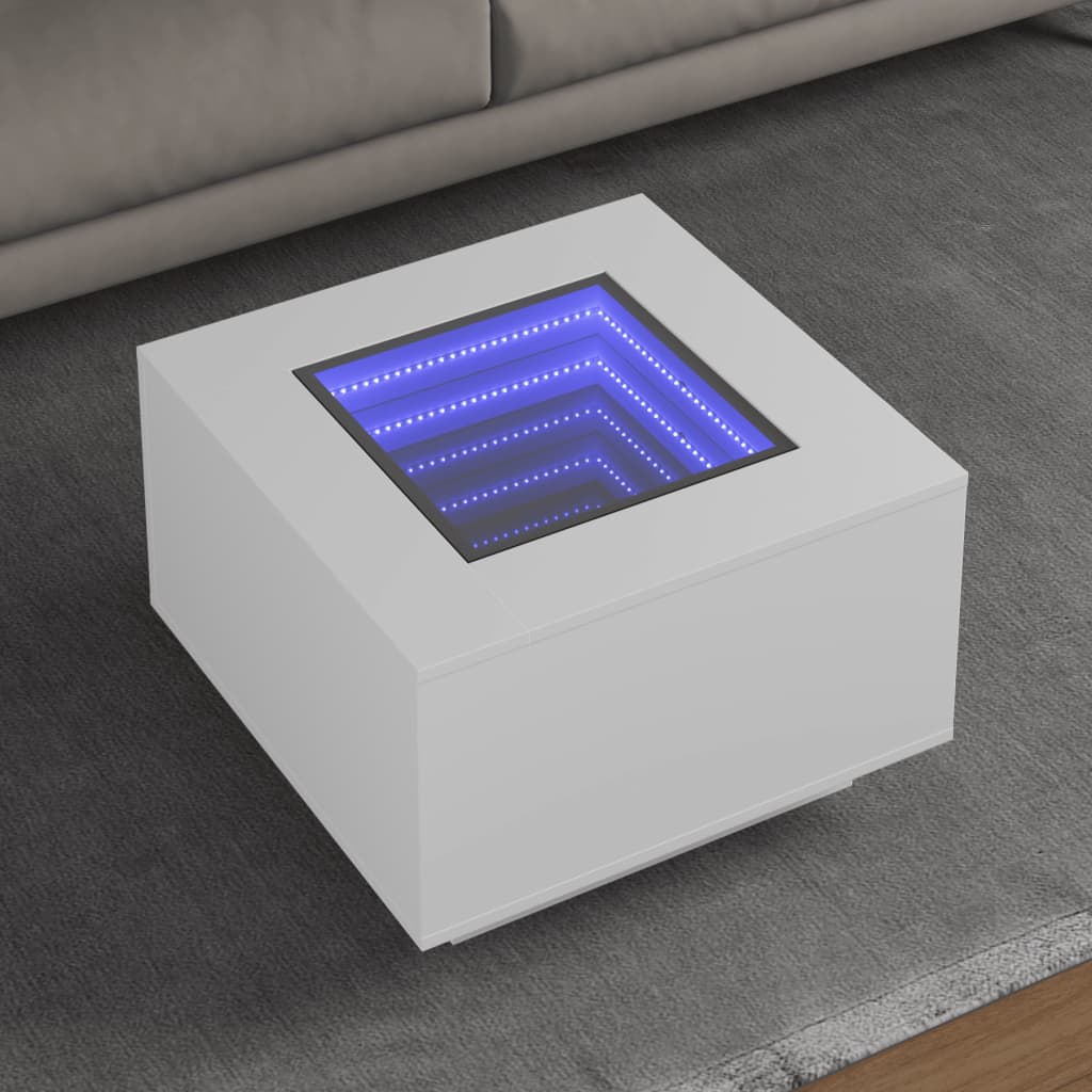 Salongbord Med Led Hvit 60X60X40 Cm Konstruert Tre