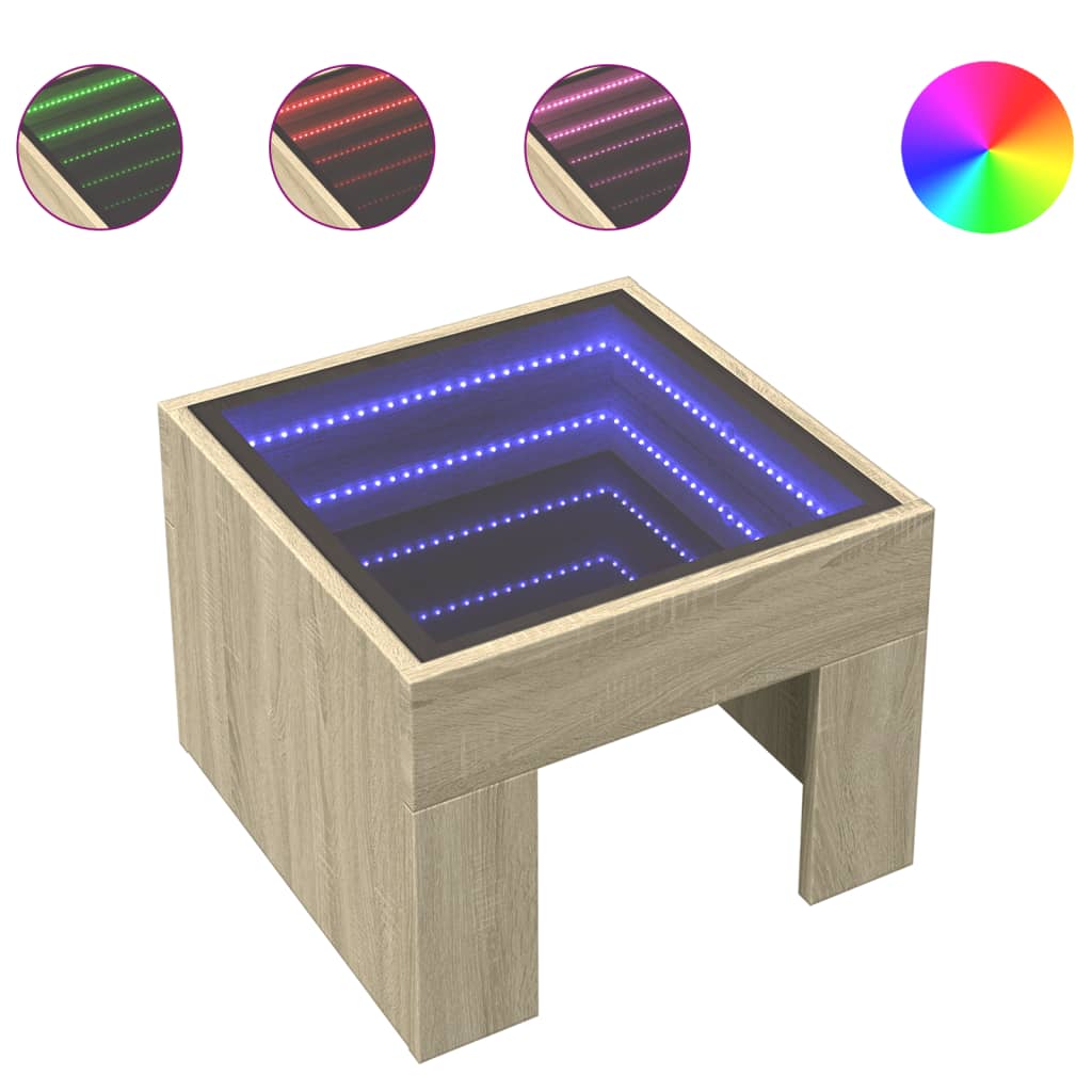 Salongbord Med Infinity Led Sonoma Eik 40X40X30 Cm
