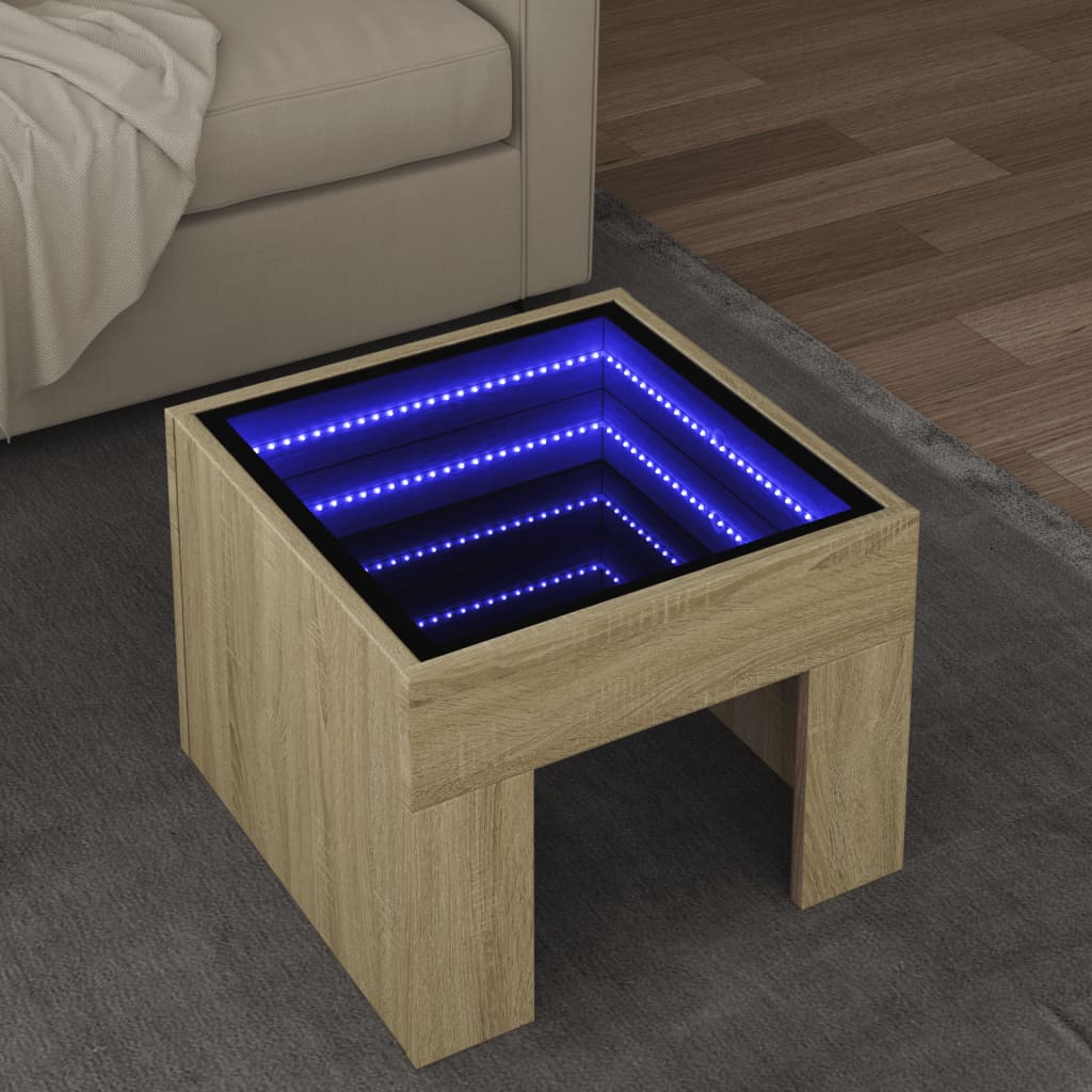 Salongbord Med Infinity Led Sonoma Eik 40X40X30 Cm