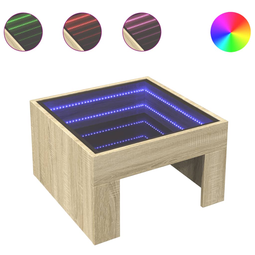 Salongbord Med Infinity Led Sonoma Eik 50X50X30 Cm