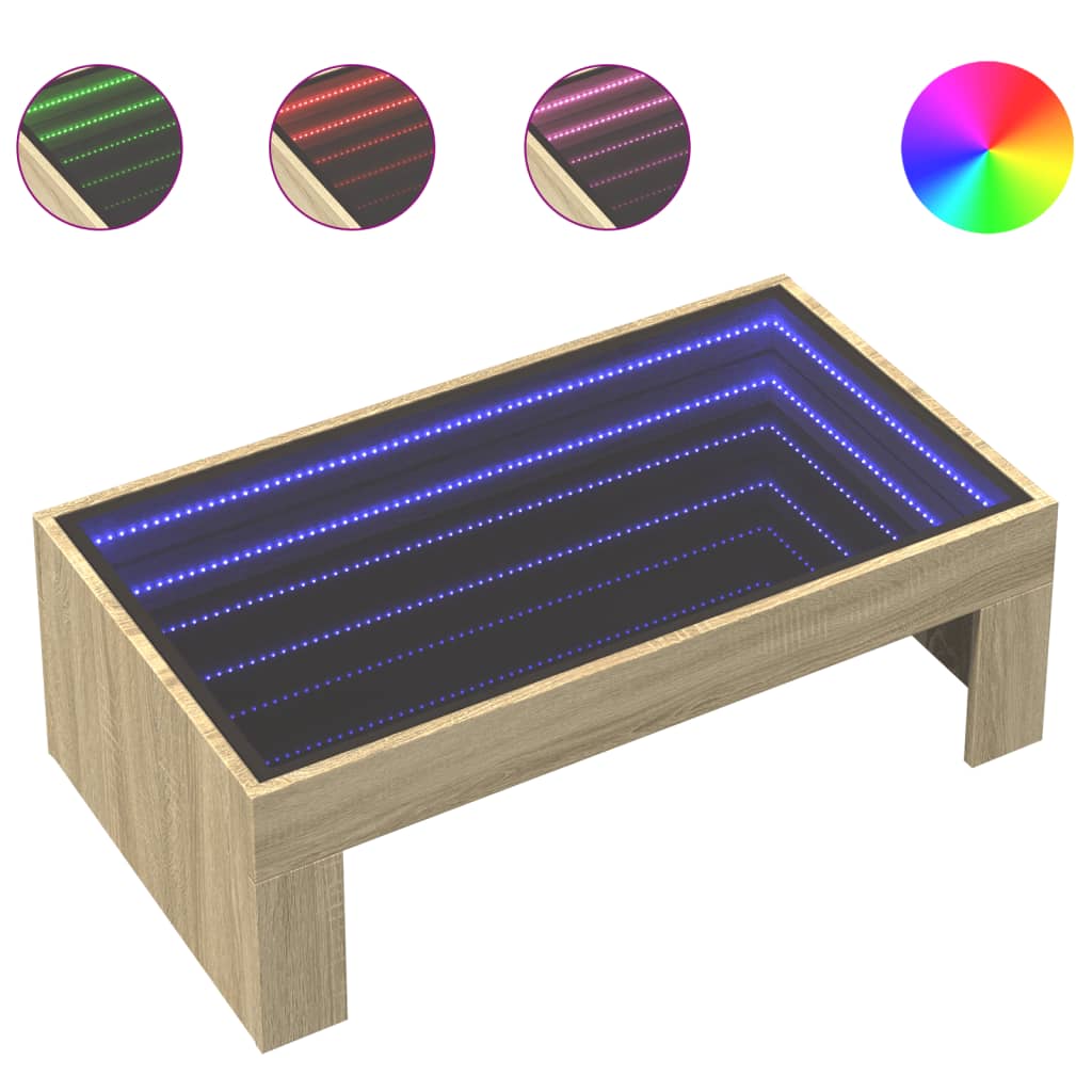Salongbord Med Infinity Led Sonoma Eik 90X50X30 Cm