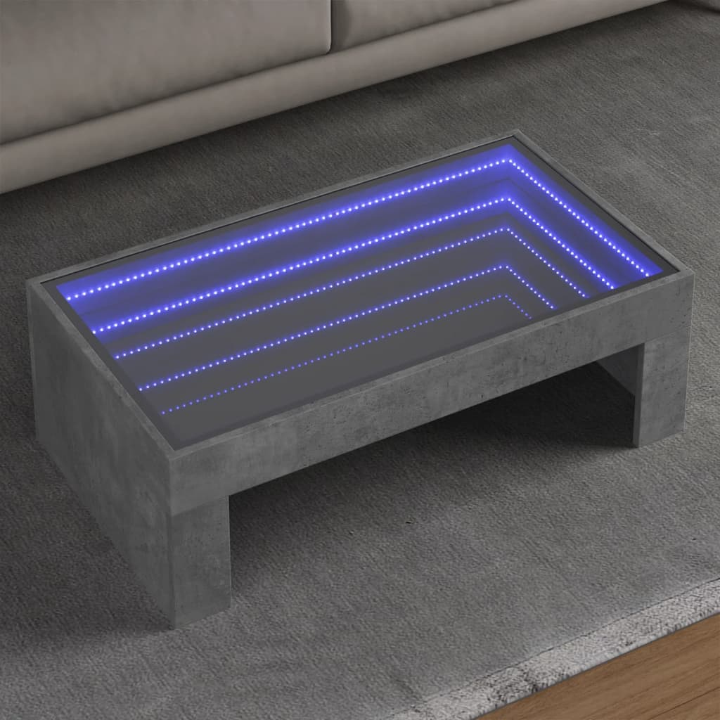Salongbord Med Infinity Led Betonggrå 90X50X30 Cm