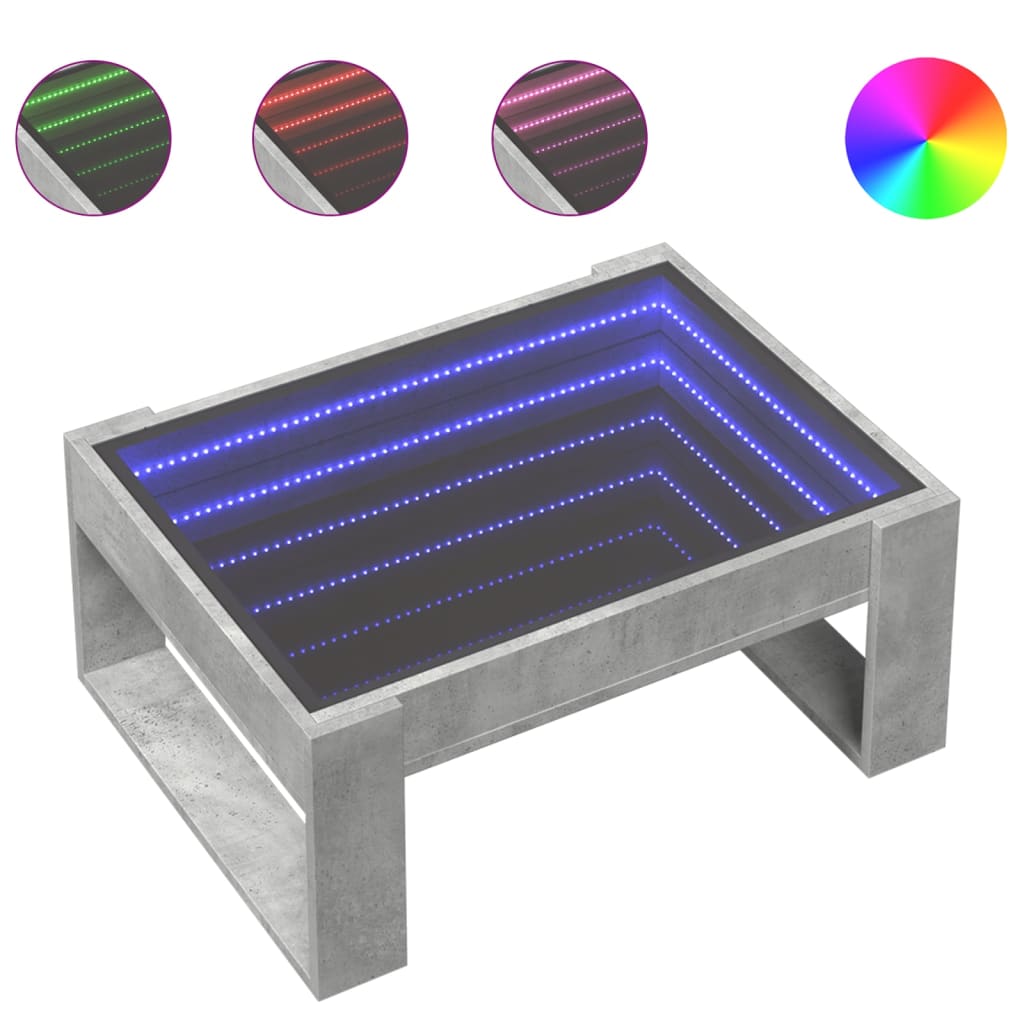 Salongbord Med Infinity Led Betonggrå 70X53X30 Cm
