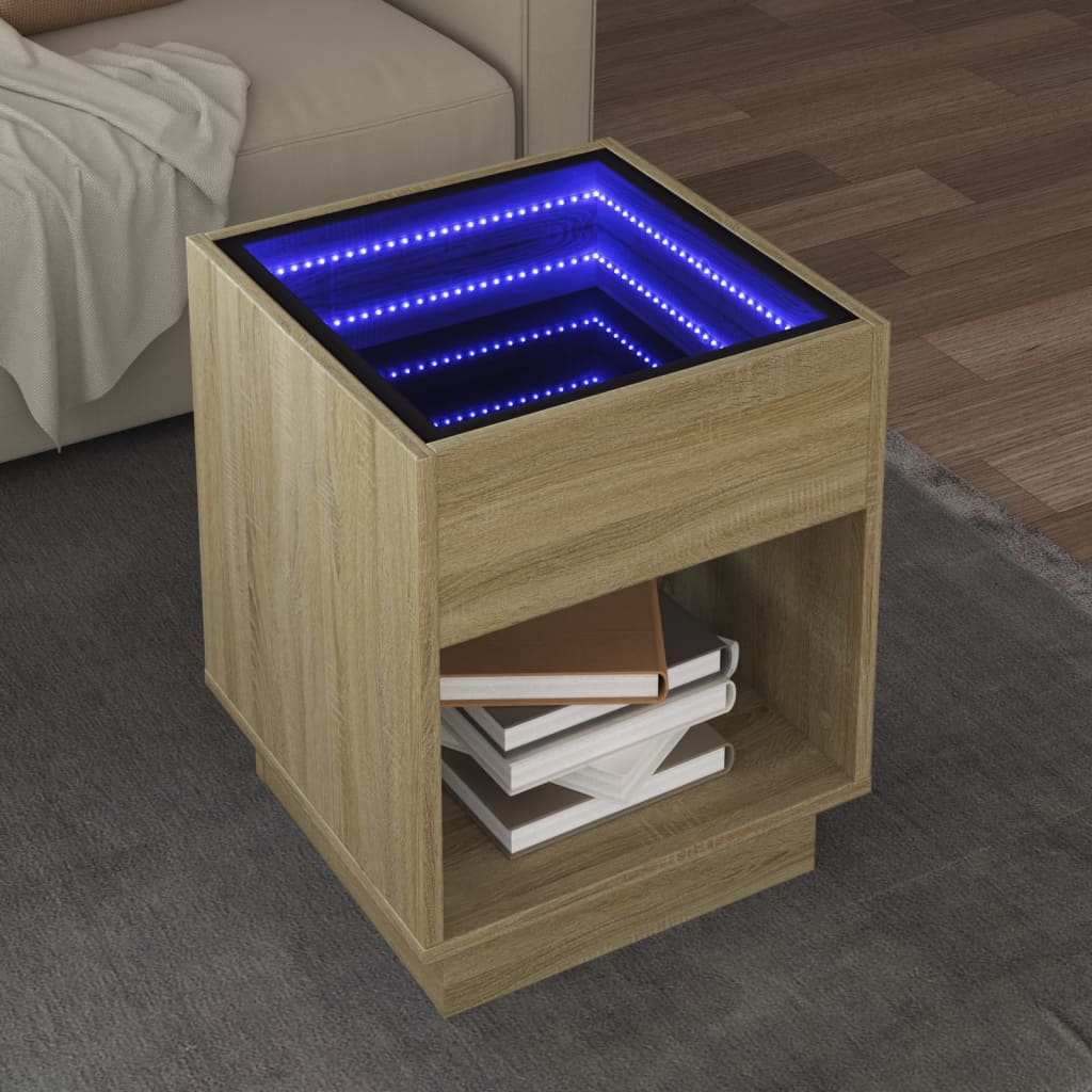 Salongbord Med Infinity Led Sonoma Eik 40X40X50 Cm