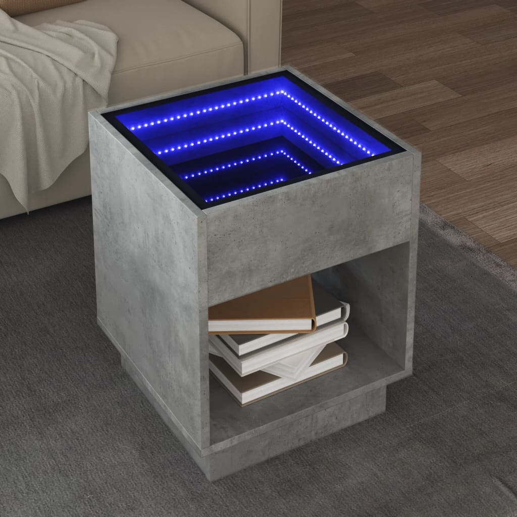 Salongbord Med Infinity Led Betonggrå 40X40X50 Cm