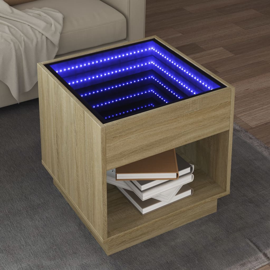 Salongbord Med Infinity Led Sonoma Eik 50X50X50 Cm