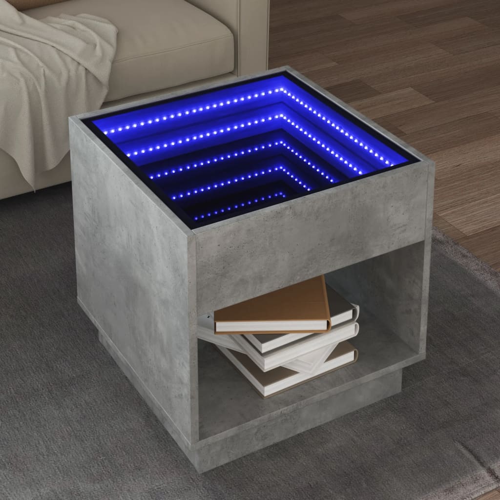 Salongbord Med Infinity Led Betonggrå 50X50X50 Cm