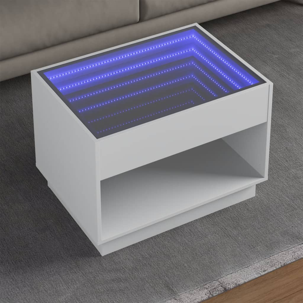 Salongbord Med Infinity Led Hvit 70X50X50 Cm