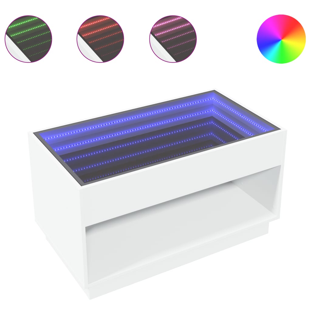 Salongbord Med Infinity Led Hvit 90X50X50 Cm