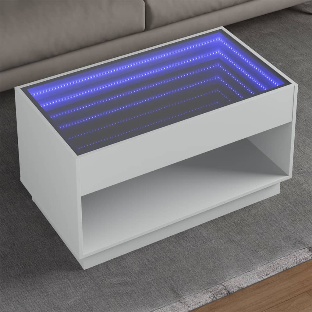 Salongbord Med Infinity Led Hvit 90X50X50 Cm