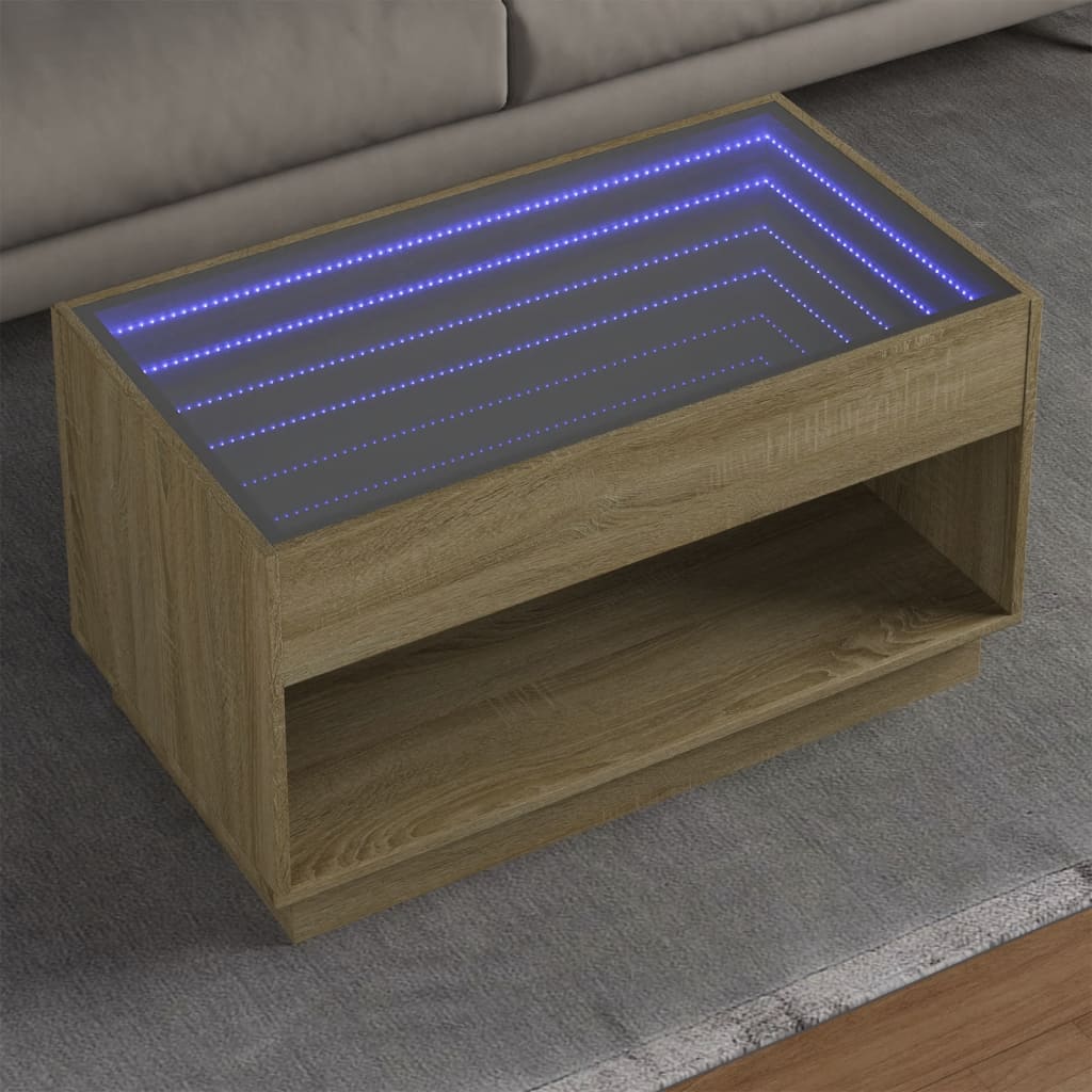 Salongbord Med Infinity Led Sonoma Eik 90X50X50 Cm