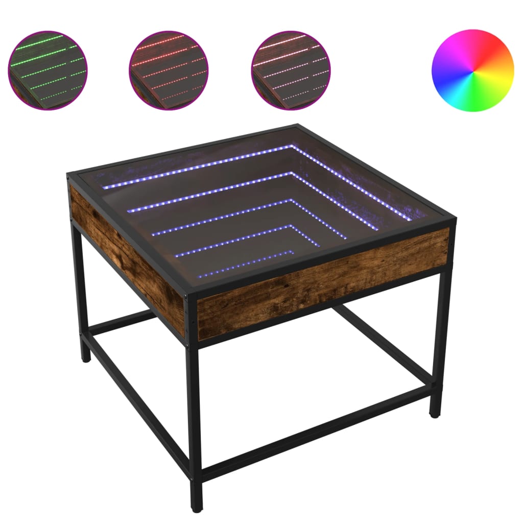 Salongbord Med Infinity Led Røkt Eik 50X50X41 Cm