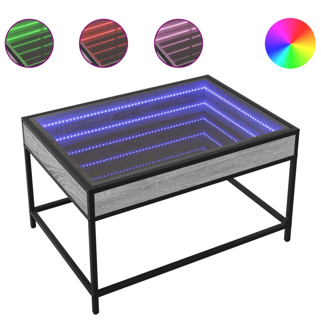 Salongbord Med Infinity Led Grå Sonoma 70X50X41 Cm
