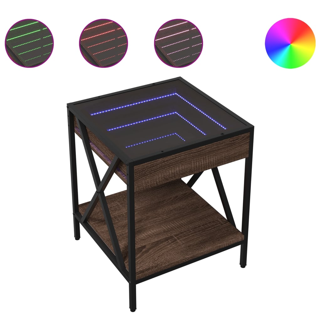 Salongbord Med Infinity Led Brun Eik 40X40X49 Cm