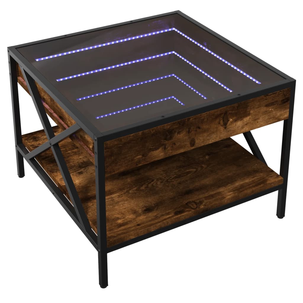 Salongbord Med Infinity Led Røkt Eik 50X50X38 Cm