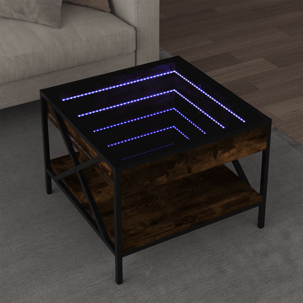 Salongbord Med Infinity Led Røkt Eik 50X50X38 Cm