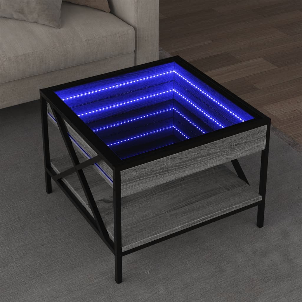 Salongbord Med Infinity Led Grå Sonoma 50X50X38 Cm