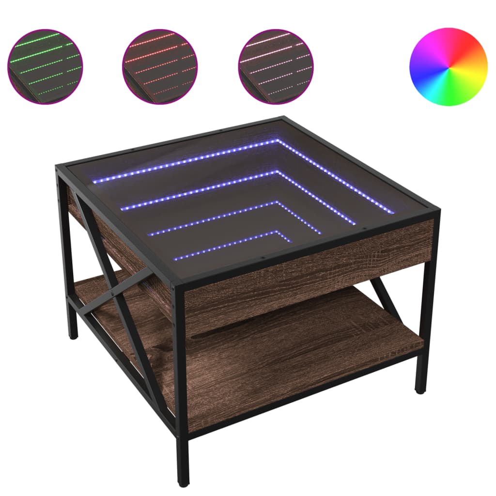Salongbord Med Infinity Led Brun Eik 50X50X38 Cm
