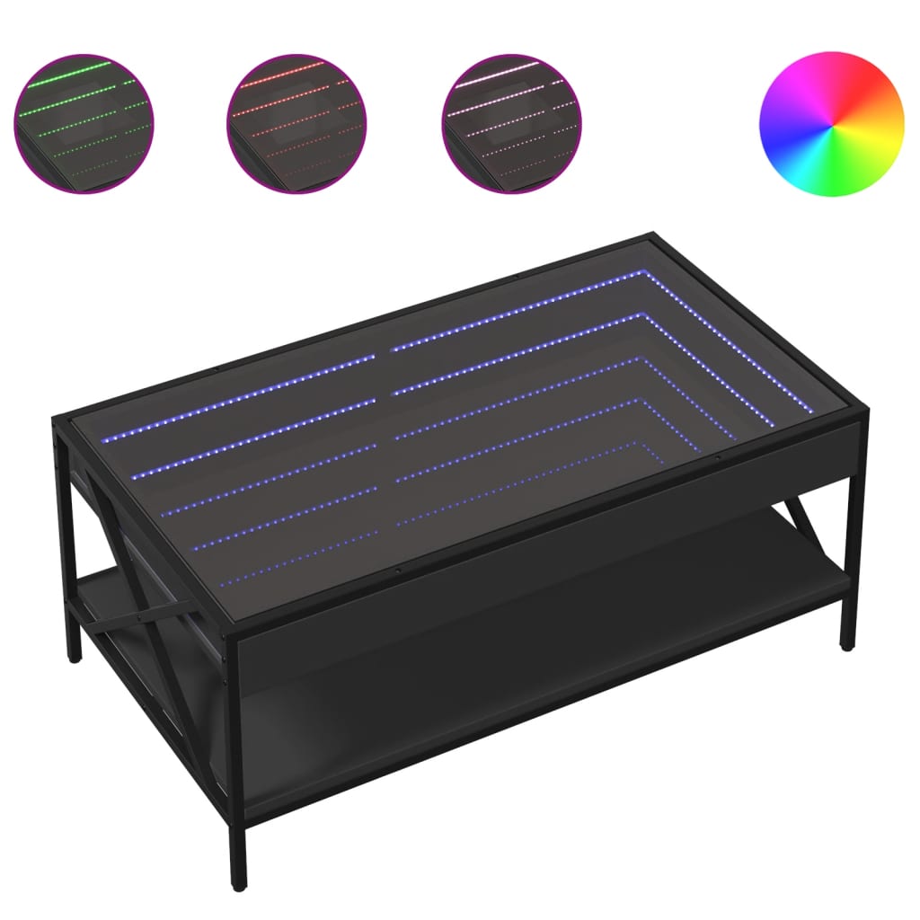Salongbord Med Infinity Led Svart 90X50X38 Cm