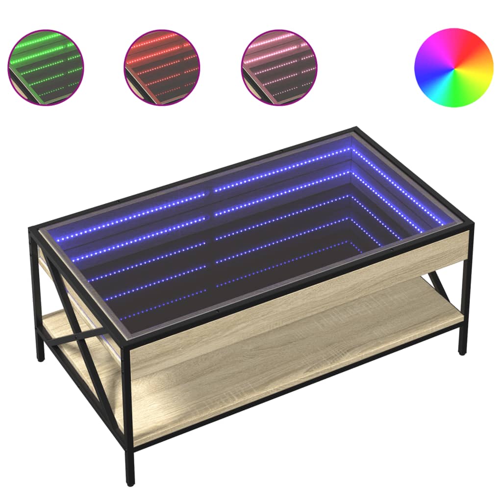 Salongbord Med Infinity Led Sonoma Eik 90X50X38 Cm
