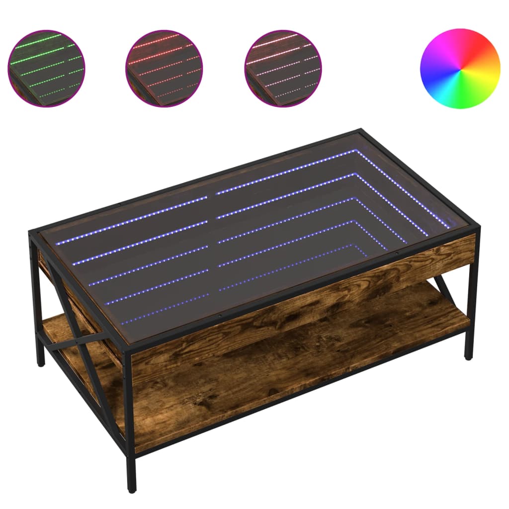 Salongbord Med Infinity Led Røkt Eik 90X50X38 Cm