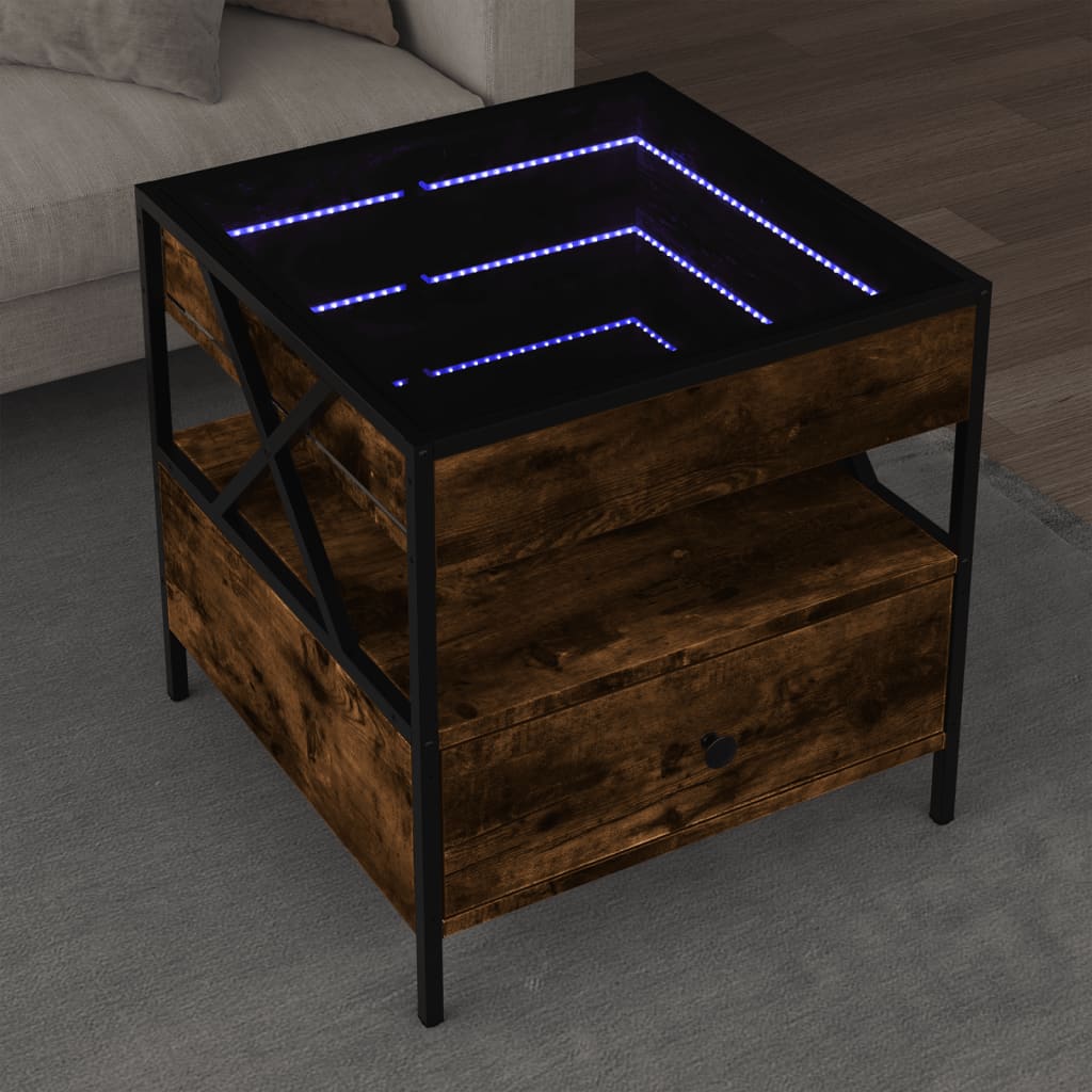 Salongbord Med Infinity Led Røkt Eik 50X50X51 Cm