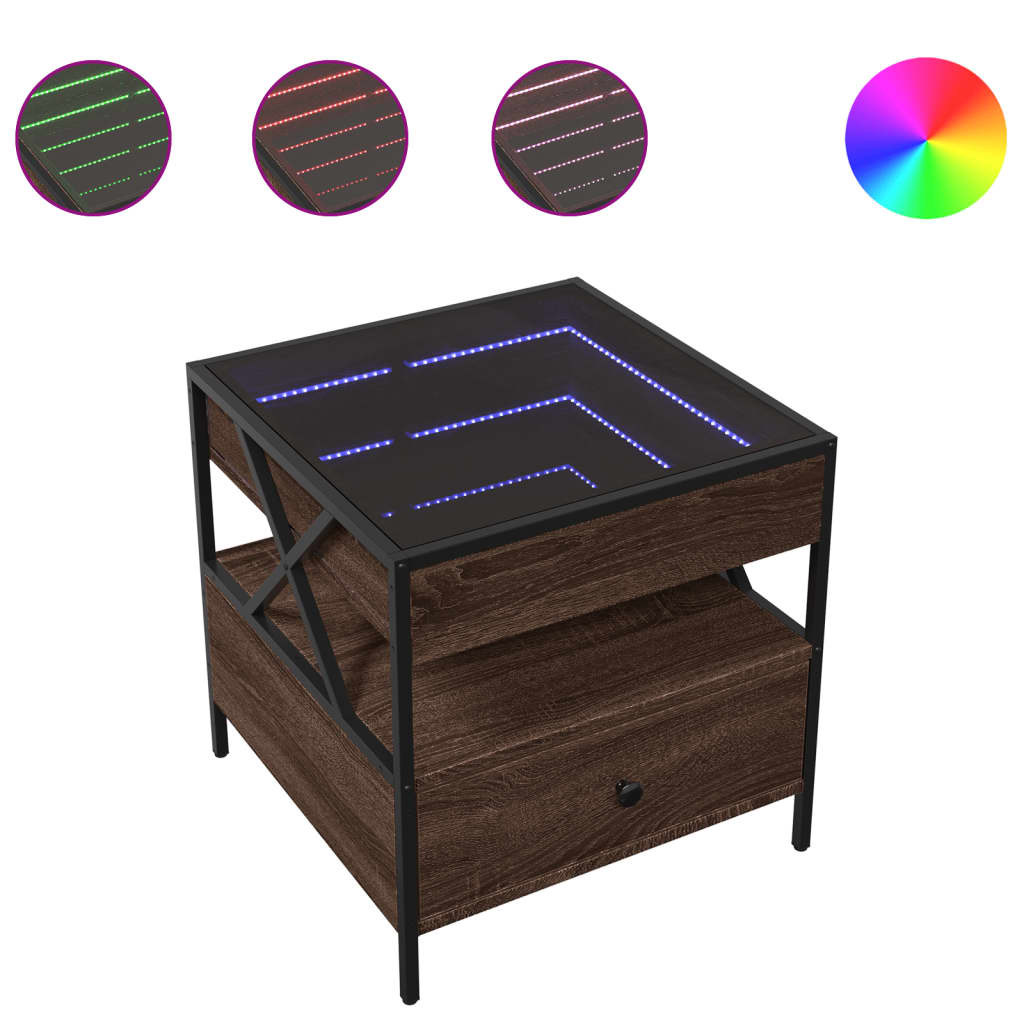 Salongbord Med Infinity Led Brun Eik 50X50X51 Cm