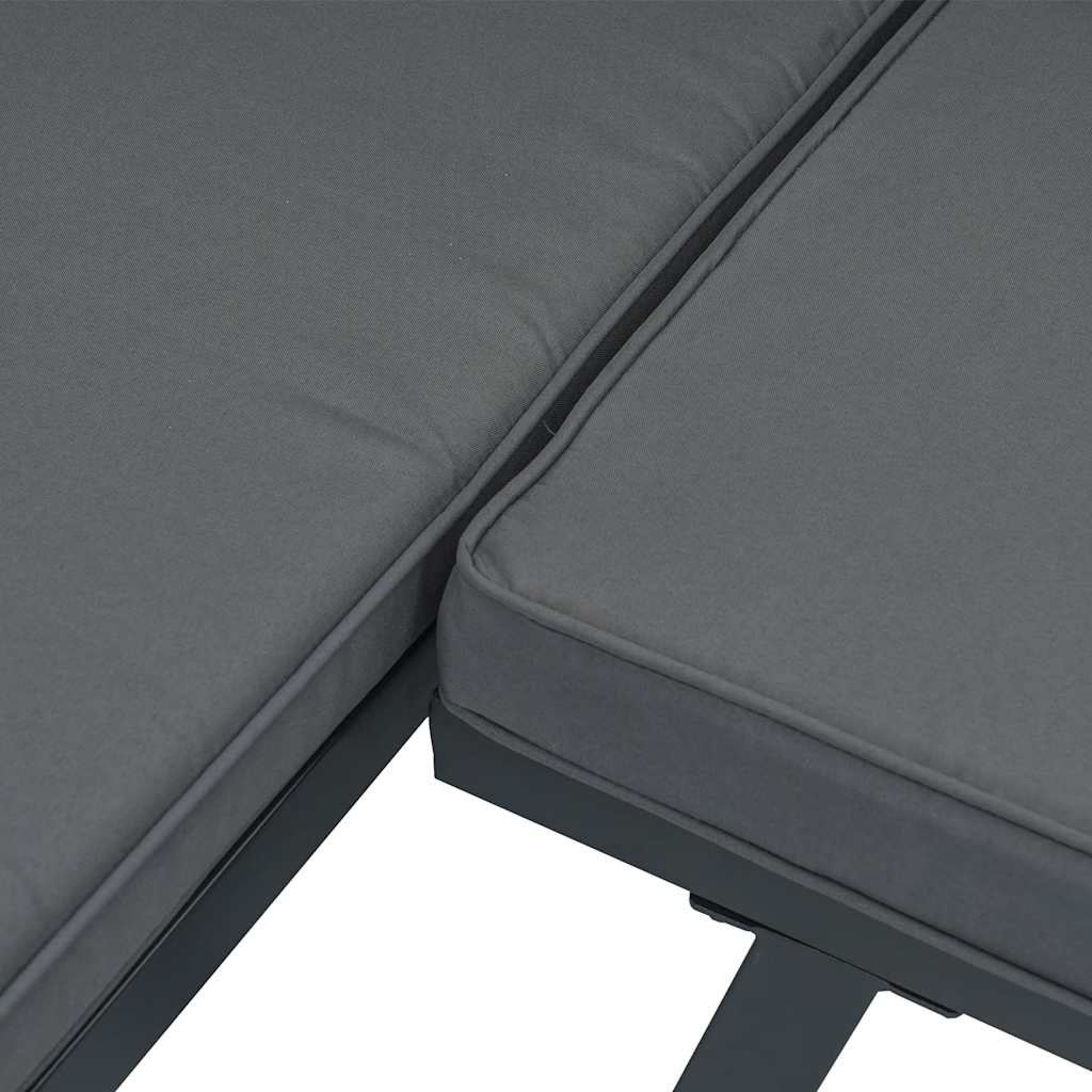 Hagesofasett Med Puter 3 Deler Svart Aluminium