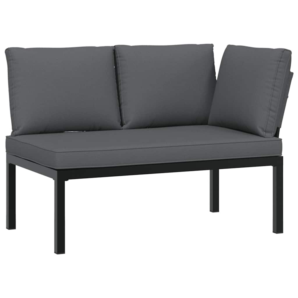Hagesofasett Med Puter 3 Deler Svart Aluminium